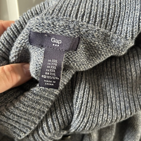 Gap Sweater Mens XXL plus sz Navy Heather Collar Solid Rib Shaw Cotton Pullover - Picture 7 of 7